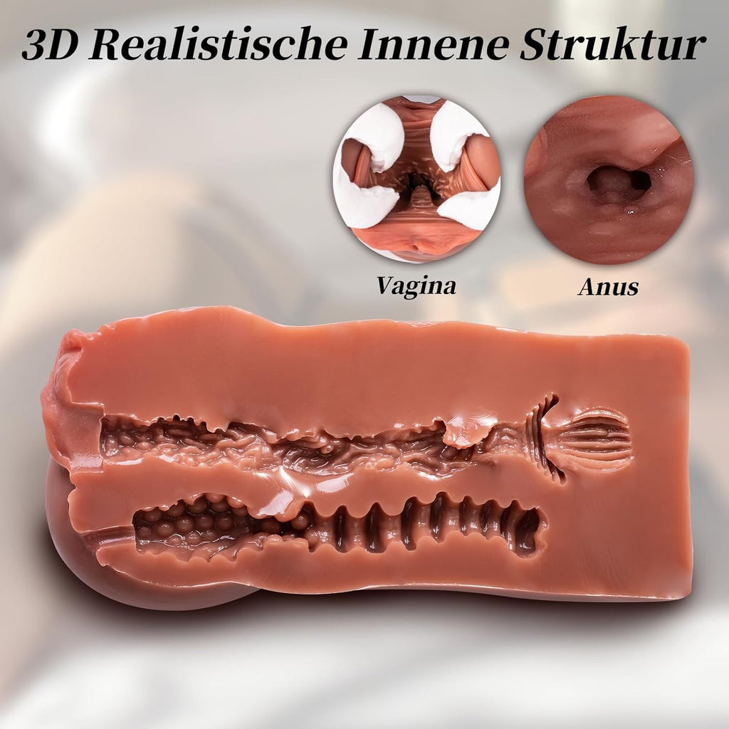 Masturbateur pour hommes - 2 en 1 Poche Chatte Grande avec Vagin 3D Clitoris Anal Poche Chatte Masturbateurs Double Canal Portable Érotique Sex Toy pour Hommes Solo