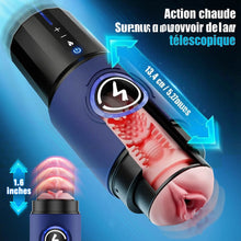 Charger l'image dans la galerie, Masturbateur interactif à IA à 360° à chauffage rapide pour hommes, masturbation masculine : jouet sexuel à 5 niveaux d'intensité avec fonction télescopique, insert réaliste amovible