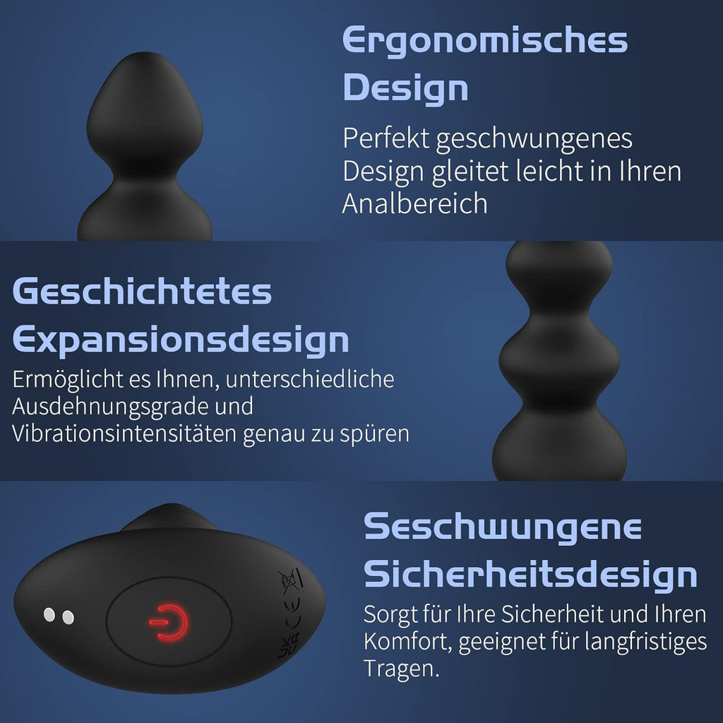 Vibromasseur anal pour débutants, Avec 16 modes de vibration et 5 perles anales de tailles et télécommande, jouets sexuels pour couples femmes hommes plug anal masseur stimulant
