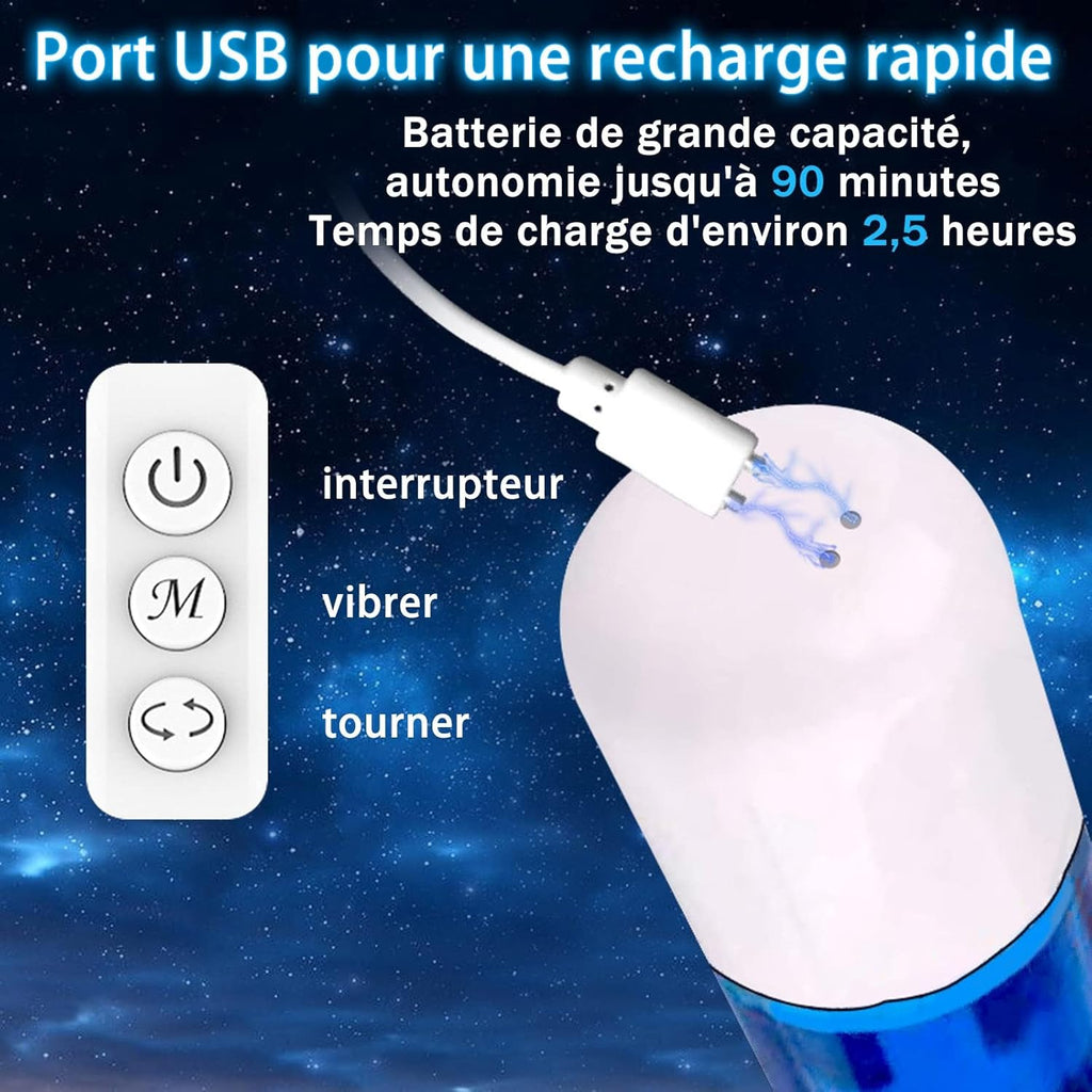 Masturbeuse Homme，Masturbateurs Masculins，Avec 10 Modes de Vibration et 5 Modes de Succion ，Piston Rétractable et rotatif au Niveau du Gland，Masturbateur Automatique