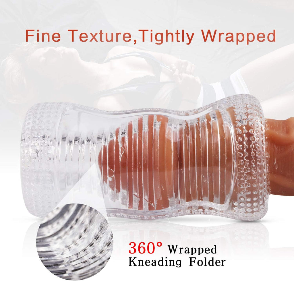 Masturbâteur pour Homme, Coupe du Masturbateur Masculin Transparent Érotiques Entraîneur de Pénis, Cavité Buccale Vaginal Texture 2 Trous Masturbâteurs Jouet Sexuel pour Homme