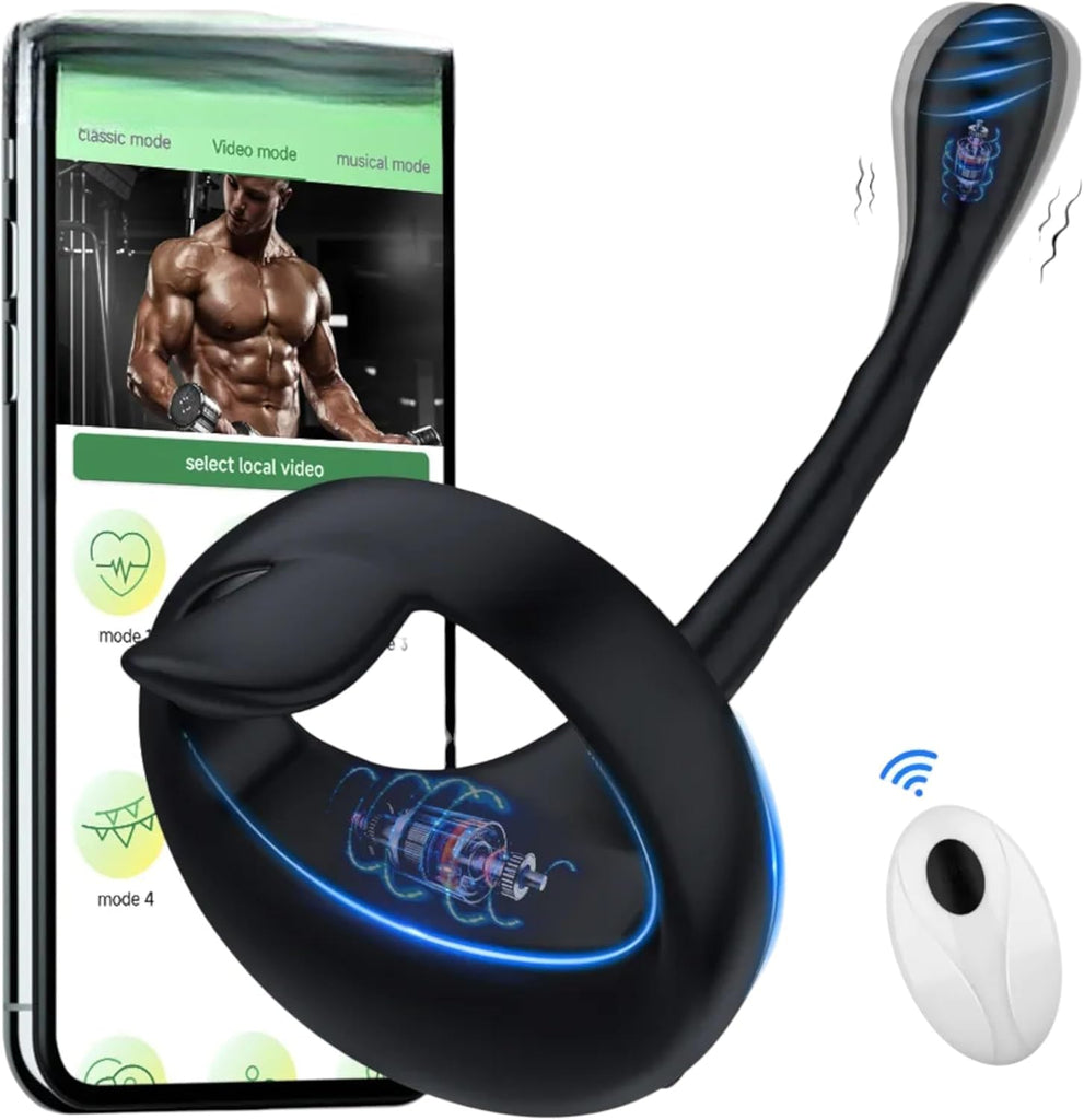 Sextoys plug anal - 5 EN 1 APP Masseurs de Prostate Vibrant avec Anneaux de Pénis - 10 Modes de Vibration -Télécommandé -Jouets Sexuels pour la Stimulation Anale Couple, Étanche