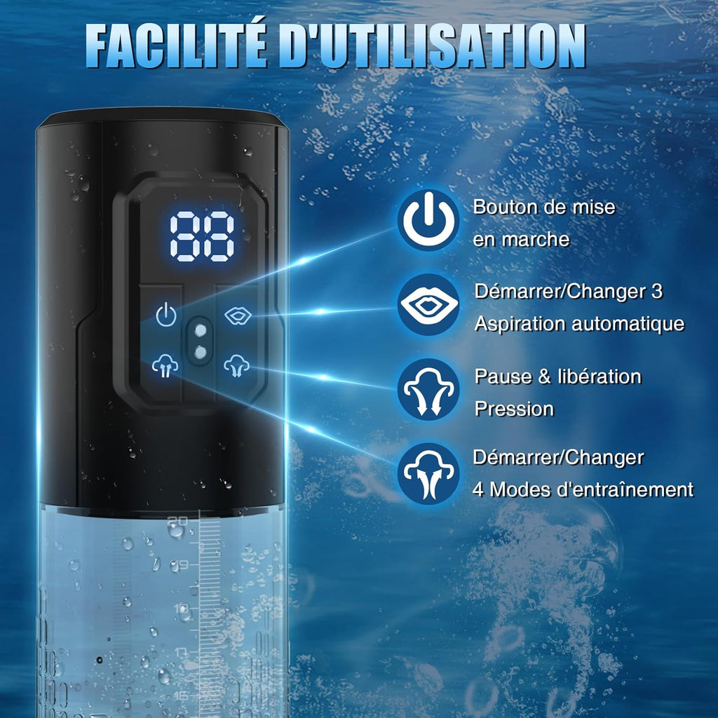 Pompe à Pénis Sex Toys Homme Masturbeuse - Jouets Sexuels pour la Masturbation Masculine，Sextoy Pompe à Vide Extender avec 4 Modes D'aspiration, Jouet Adulte avec Anneau de Bite et Vagin Réaliste