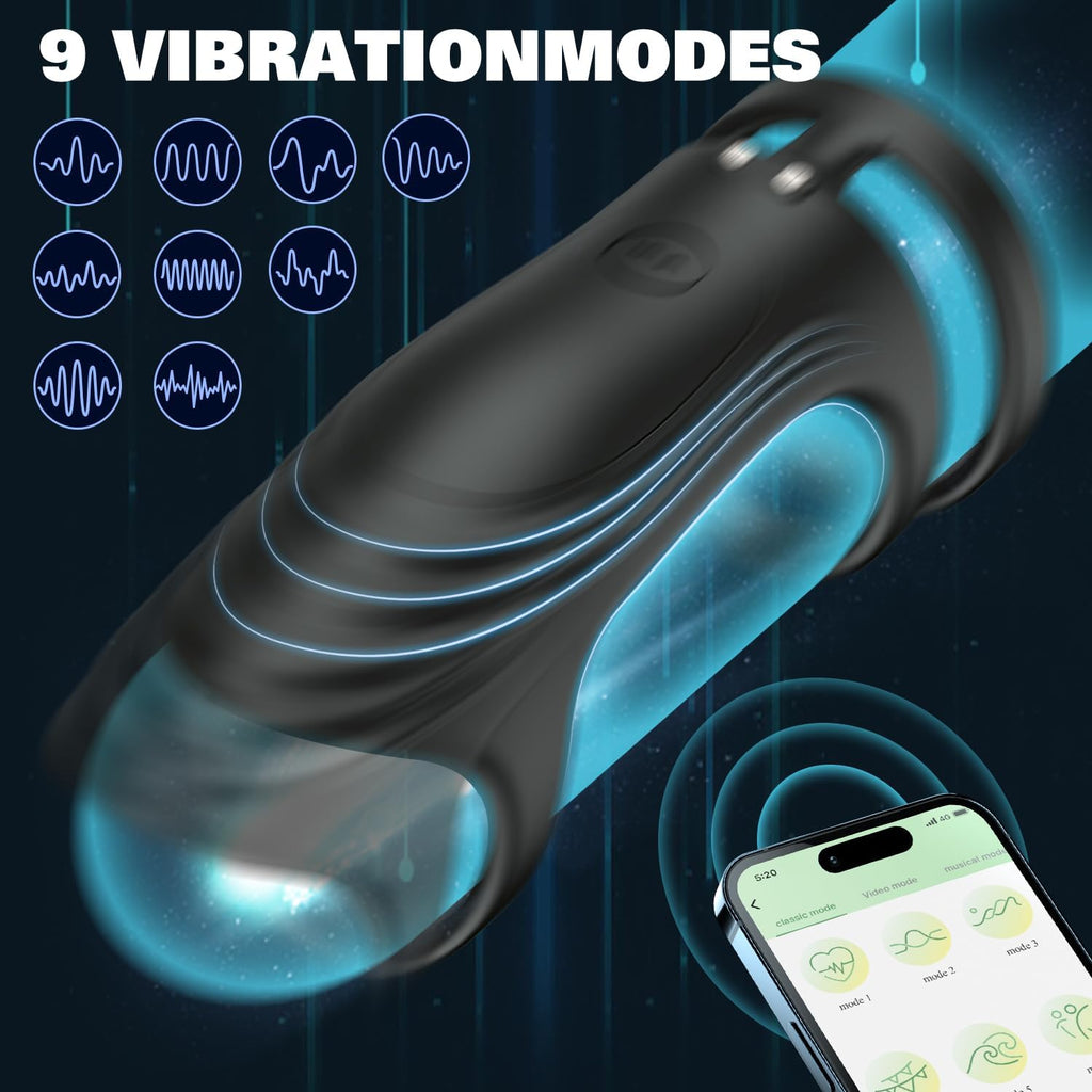 Anneaux de Pénis Sex Toys, Silicone Anneau Penien - Anneau Homme Vibrant avec 9 Modes de Vibration pour homme, Cockring Sex Toýs Couple à Distance, Jouets Pour Améliorer les Performances Sexuelles