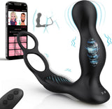 3 EN 1 Masseurs de Prostate Vibrant avec Anneau Pénien, Sex Toys Vibromasseurs Homme à Distance avec Télécommandé App, Plug Anale Gode Vibro-masseurs avec 10 Modes de Poussée Vibrant pour Couple