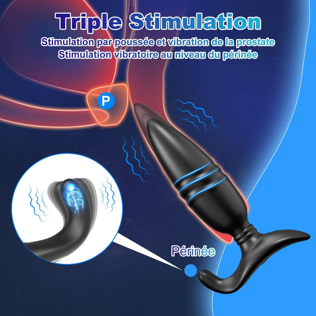 Plug Anus Vibromasseurs Sex Toys - Masseurs de Prostate Vibrant Sex Toýs Couple Homme, Vibrateur Anal Télécommandé Gode Homme pour Gay Sextoyse Couple Plaisir Homme Sex avec 9 Poussée & Vibration