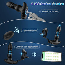 Charger l'image dans la galerie, Masseurs de Prostate Vibrant avec Anneaux de Pénis avec 9 Modes de Poussée &amp; de Vibration, zadicc Vibrateurs Anaux Télécommandé pour Jouets Sexuels pour la Stimulation Anale Couple,Étanche,