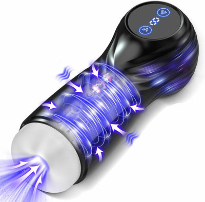 Masturbateurs Masculins Sex Toýs Homme - Masturbateur Homme avec 7 Succion & Vibration & Échappement,Masturbâteur Homme Mains Llibres avec Écran LCD & 3D Vaginette Ultra Réaliste, Sex Toys Couple.