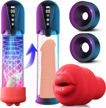 Charger l'image dans la galerie, Pompe à Pénis sex toýs homme Masturbateurs masculins avec 4 D'aspiration&amp; 6 modes entraînement,Vakuum pumpe pompe pénis Vibromasseurs avec Vaginette Silicone, Sextoy Homme Masturbateur