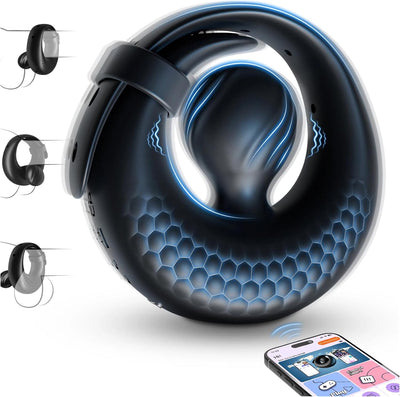 Cock Ring Vibromasseurs Sextoy Homme avec 10 Vibrations, Anneau Penien - Anneau Homme Réglable APP Anneau Vibrant Pénis Clitoridienne Jouet Sexualité Couple