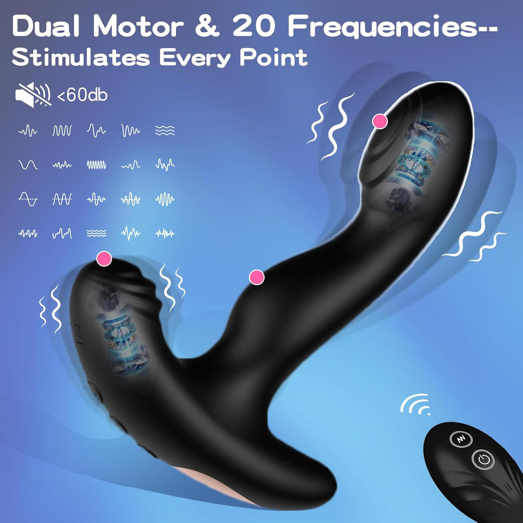 Wordone Masseur de Prostate Vibrant Anal avec Télécommande&20 Vibrations, Plug Anal Portable Jouet Sexuel pour Homme, Vibrant Point G/Vibromasseur Papillon, Vibrateur Clitoridien pour Female/Couple