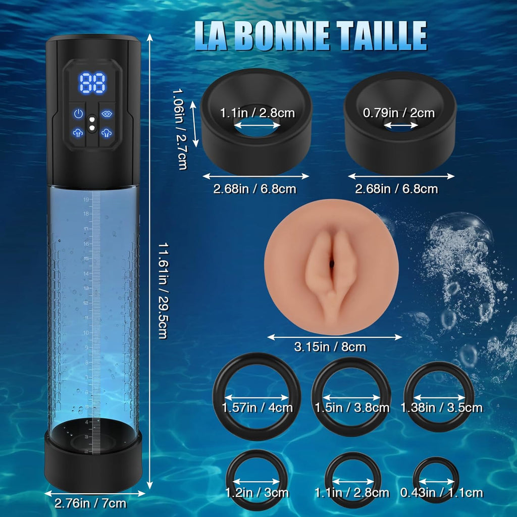 Pompe à Pénis Sex Toys Homme Masturbeuse - Jouets Sexuels pour la Masturbation Masculine，Sextoy Pompe à Vide Extender avec 4 Modes D'aspiration, Jouet Adulte avec Anneau de Bite et Vagin Réaliste