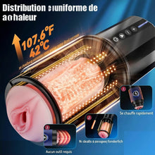 Charger l'image dans la galerie, Masturbateur interactif à IA à 360° à chauffage rapide pour hommes, masturbation masculine : jouet sexuel à 5 niveaux d'intensité avec fonction télescopique, insert réaliste amovible