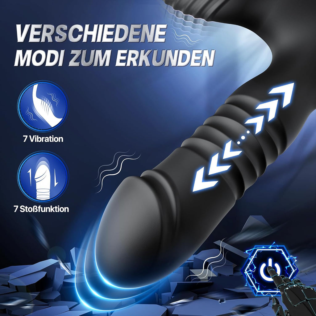 Plug Anal Sextoyse Homme Sex, Vibromasseur Plugs Anals Sex Toys avec 7 fonctions de choc 7 Modes de Vibration avec anneau pénien stimulation de la prostate Sextoyse Couple Plaisir