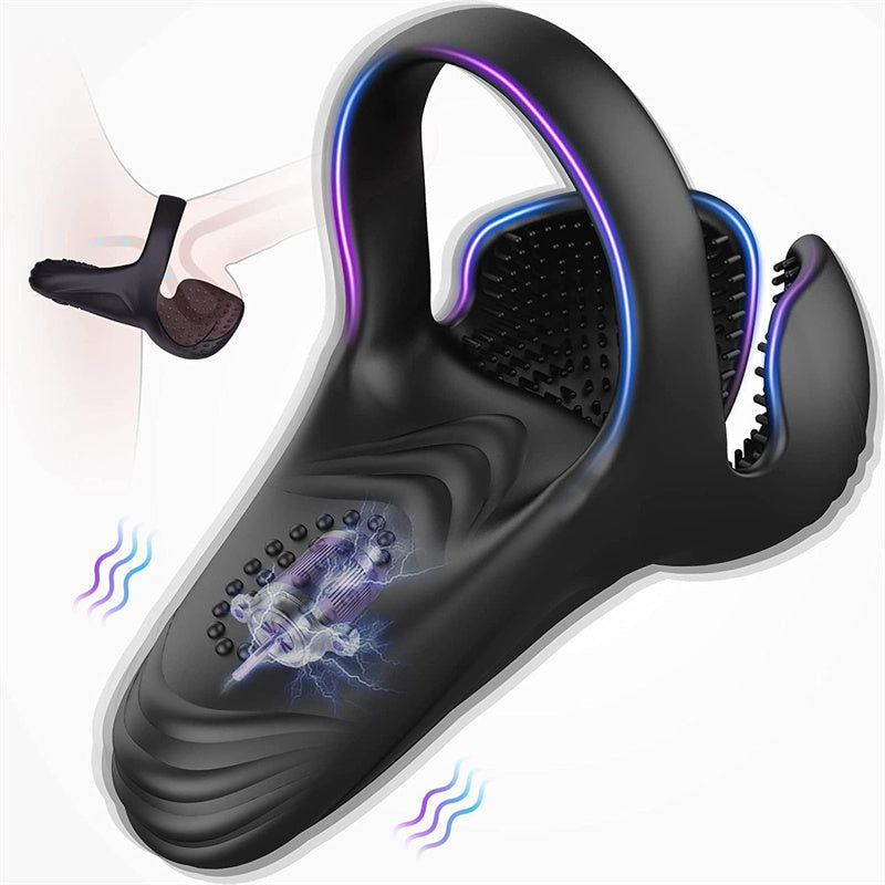 Vibromasseur Penis en Silicone avec Anneau Pénien et 10 Modes de Vibration