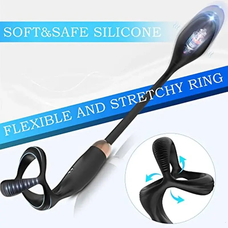 Stimulateur Prostate Vibrant avec Anneau Pénien Triangulaire et 9 Modes de Vibration