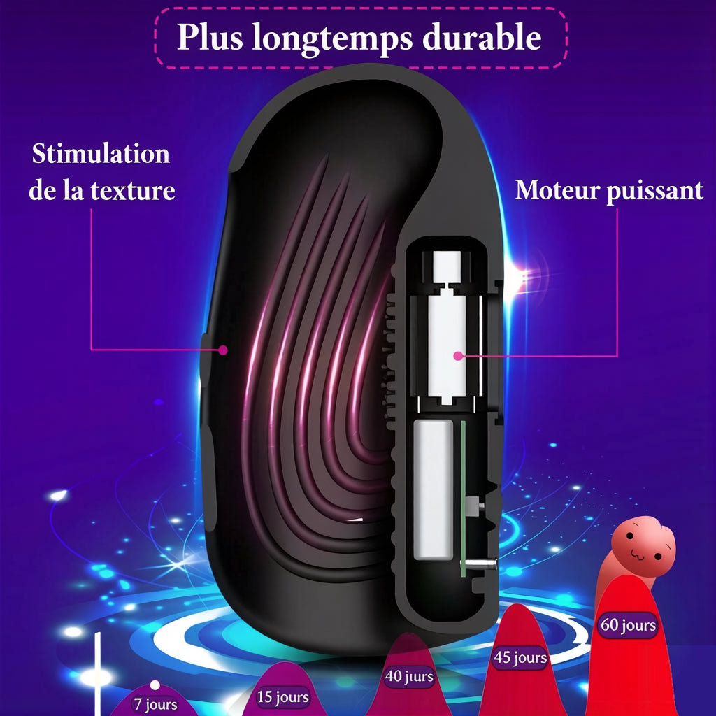 Masturbateur électrique, exerceur de pénis, vibromasseur avec 10 modes de vibration, appareil de massage pour le pénis, masturbateur électrique, jouet sexuel à stimulations multiples pour homme, stimulateur de gland
