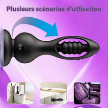 Charger l'image dans la galerie, Plug anal vibrant sans fil avec masseur de prostate pour hommes, télécommande, 10 modes de vibration, design en forme de boule, étanche IPX6, recharge magnétique, silicone médical, silencieux, noir
