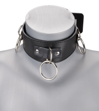 Charger l'image dans la galerie, Collier cuir BDSM 3 anneaux + laisse