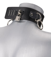 Charger l'image dans la galerie, Collier cuir BDSM 3 anneaux + laisse