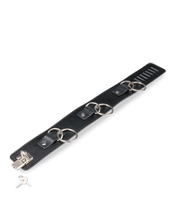 Charger l'image dans la galerie, Collier cuir BDSM 3 anneaux + laisse