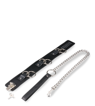 Charger l'image dans la galerie, Collier cuir BDSM 3 anneaux + laisse