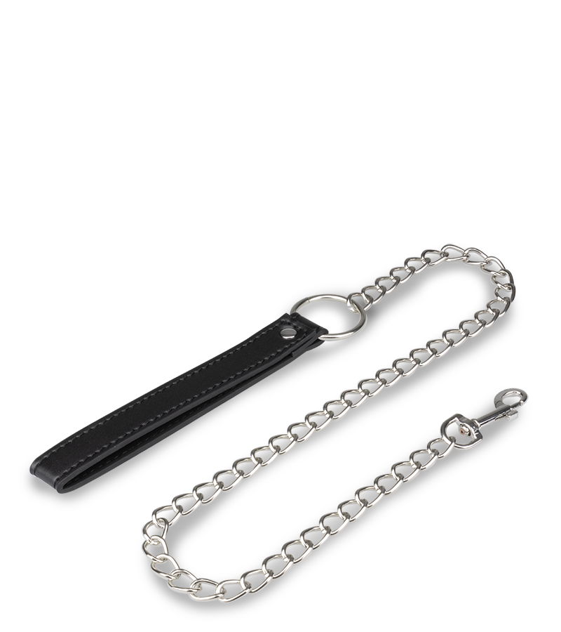 Collier cuir BDSM et laisse chaine avec cadenas