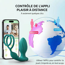 Charger l'image dans la galerie, Vibromasseur anal rotatif à 360° avec fonction de massage de la prostate et télécommande via application, plug anal vibrant avec 9 modes de vibration et 9 modes de rotation, anneaux péniens en silicone et vibromasseurs anaux