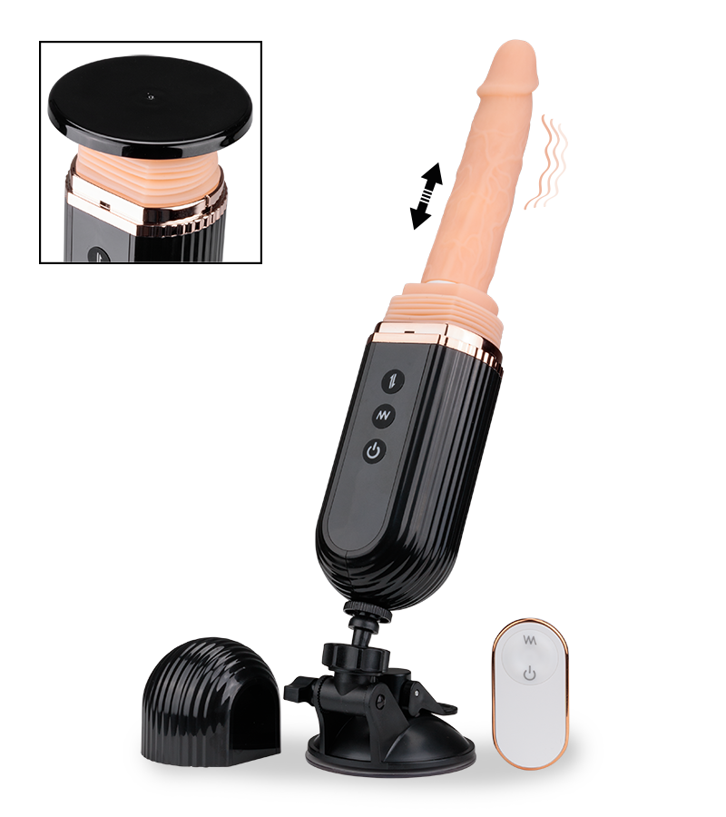 Fucking machine pour godes ventouses et un gode vibrant 18,0cm