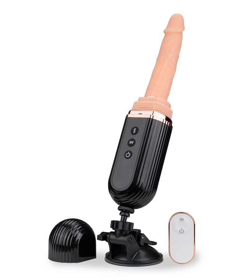 Fucking machine pour godes ventouses et un gode vibrant 18,0cm
