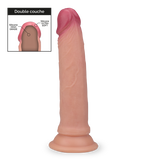 Gode réaliste ventouse silicone liquide double couche