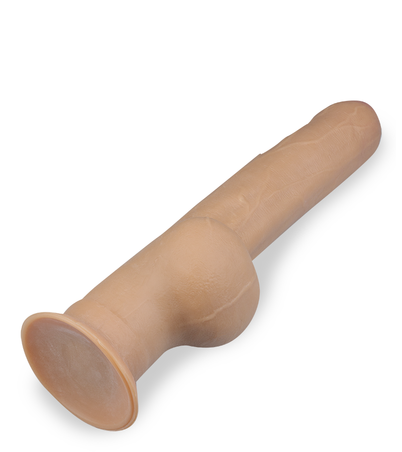 Gode ventouse très réaliste avec prépuce et poignée 27,5cm