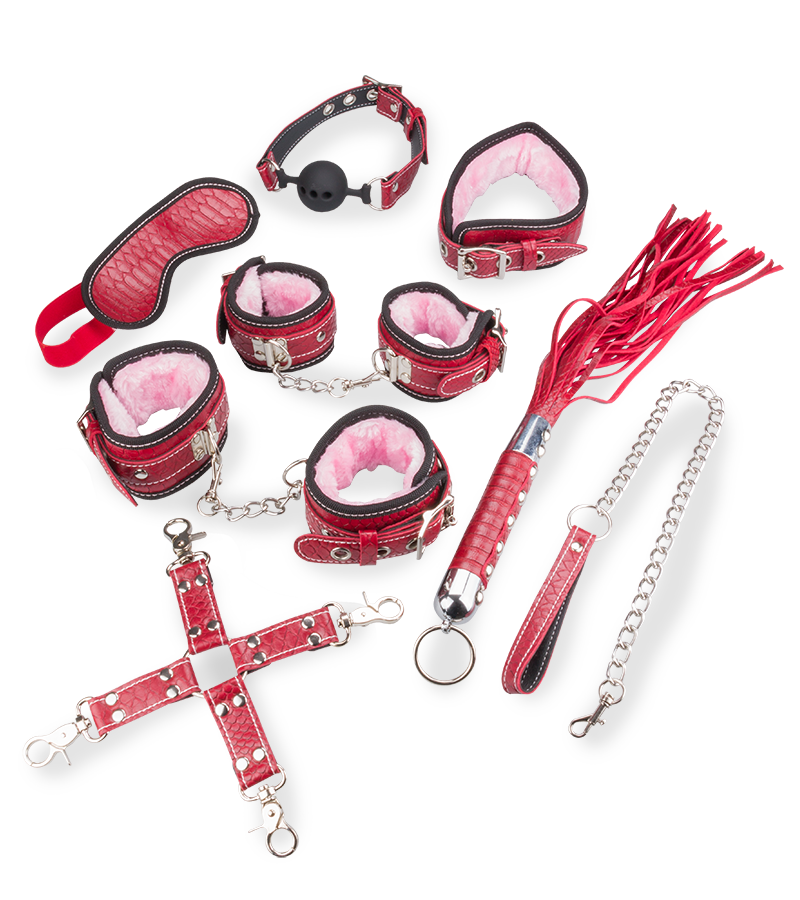 Kit d'initiation au BDSM similicuir et fourrure