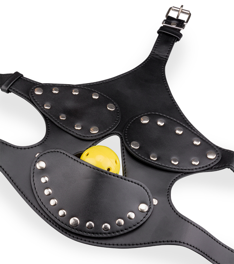 Masque BDSM en similicuir avec gag-ball