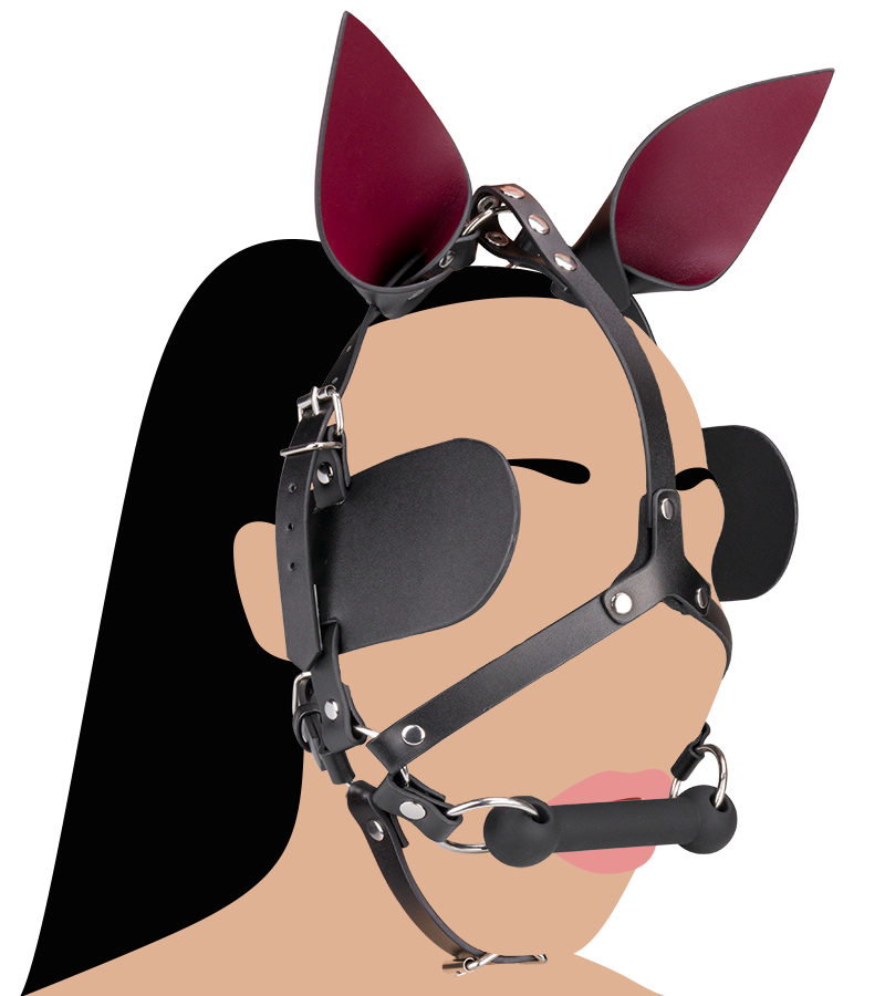 Masque cheval en similicuir avec œillères et mors
