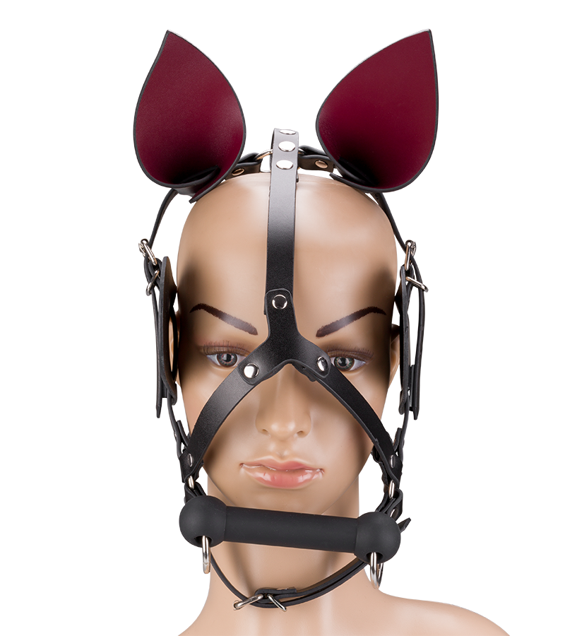 Masque cheval en similicuir avec œillères et mors