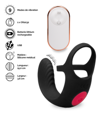 Charger l'image dans la galerie, Masseur de testicules double anneau cockring vibrant Shape
