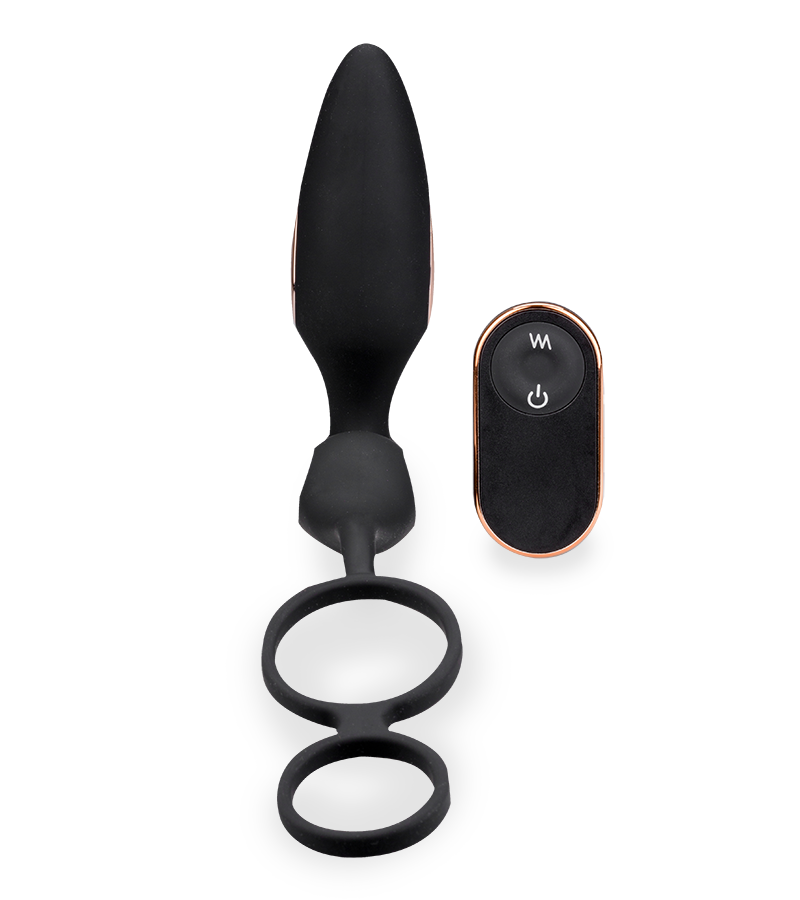 Plug anal vibrant avec double anneau cockring Domino