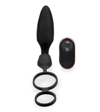 Charger l'image dans la galerie, Plug anal vibrant avec double anneau cockring Domino