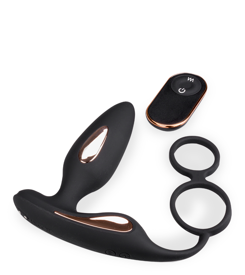 Plug anal vibrant avec double anneau cockring Domino