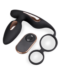 Charger l'image dans la galerie, Plug anal vibrations et électrostimulation avec cockring Fever