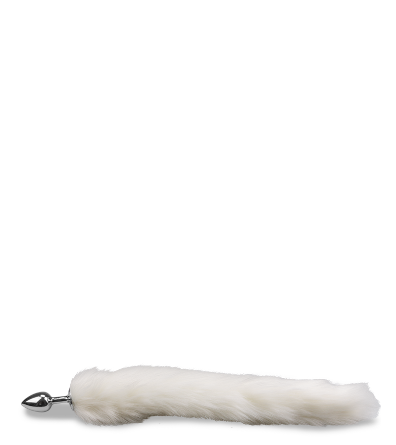 Plug queue de chien fourrure vegan blanche