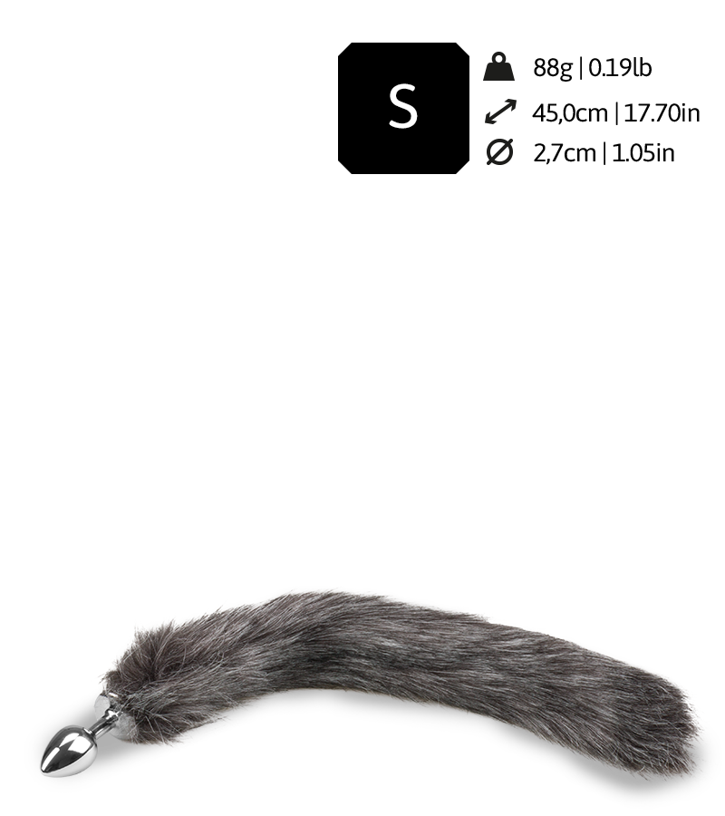 Plug queue de loup fourrure vegan grise