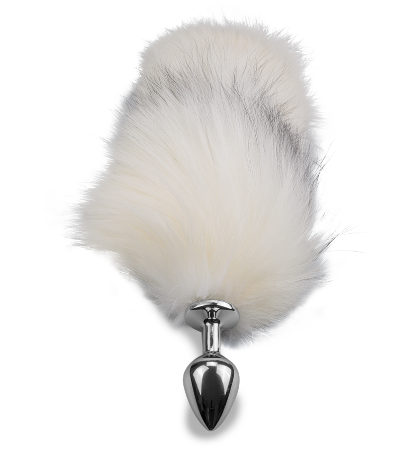 Plug queue de renard fourrure blanche et noire