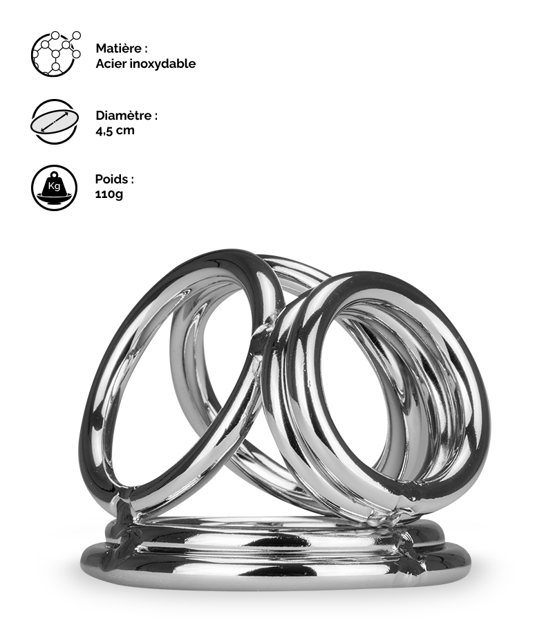 Quadruple cockring en inox Bondy