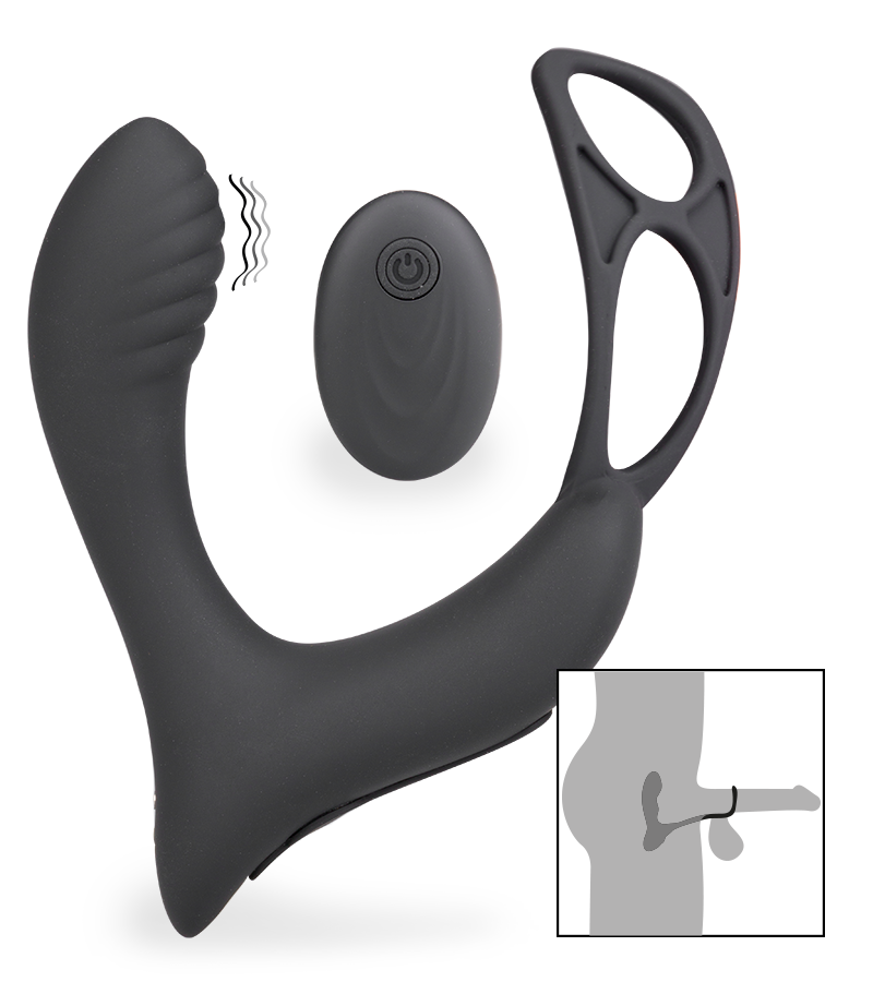 Stimulateur de prostate vibrant avec double cockring Pro P