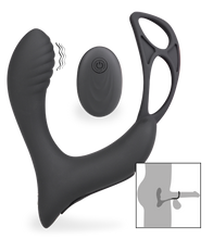 Charger l'image dans la galerie, Stimulateur de prostate vibrant avec double cockring Pro P