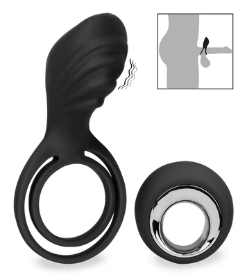 Vibro pour couple avec anneaux cockring et testicules USB