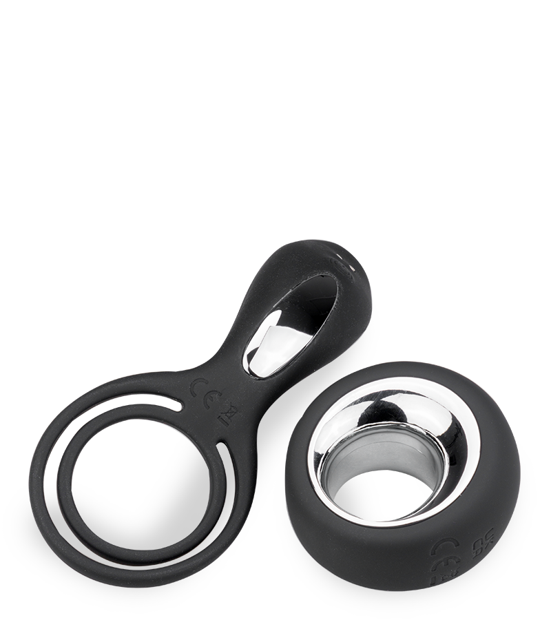 Vibro pour couple avec anneaux cockring et testicules USB